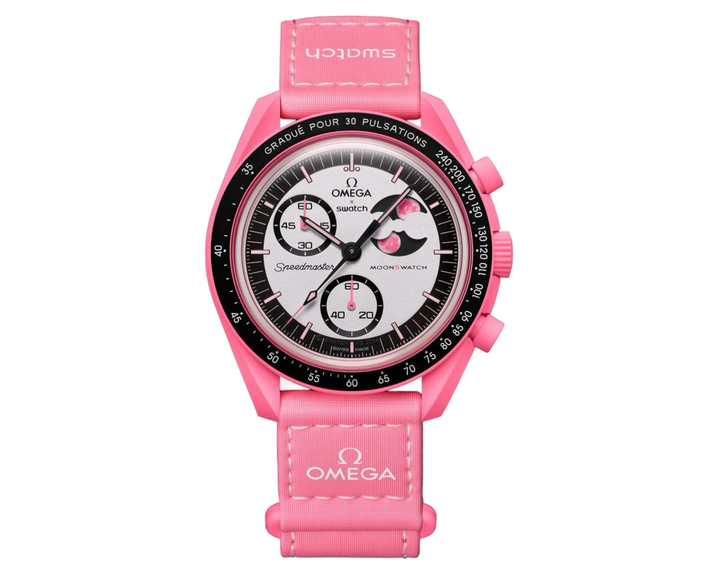 Swatch x Omega Bioceramic Moonswatch Mission To The Pink Moonphase SO33P700